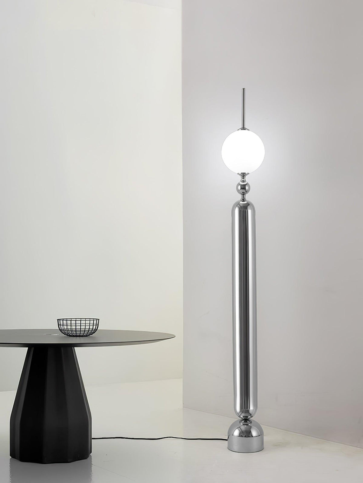 Ardinielle Futuristische vloerlamp van roestvrij staal