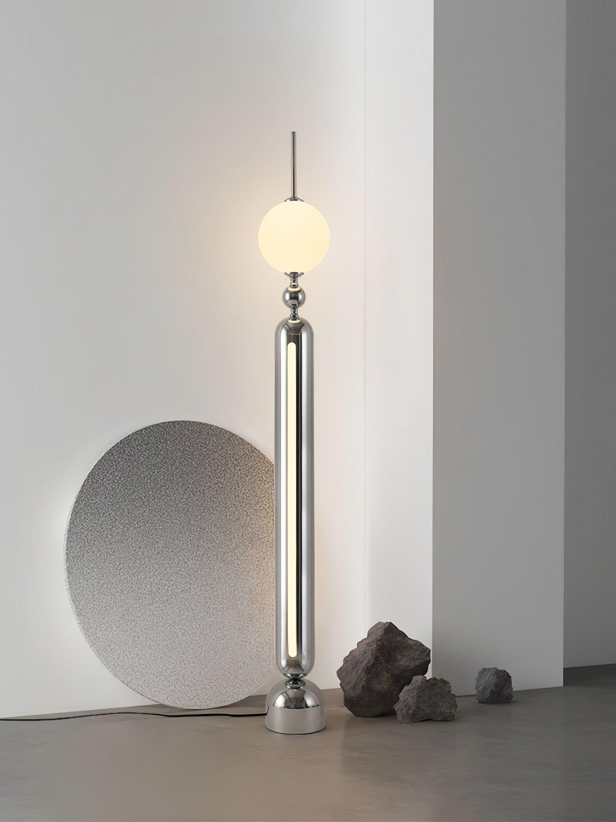 Ardinielle Futuristische vloerlamp van roestvrij staal