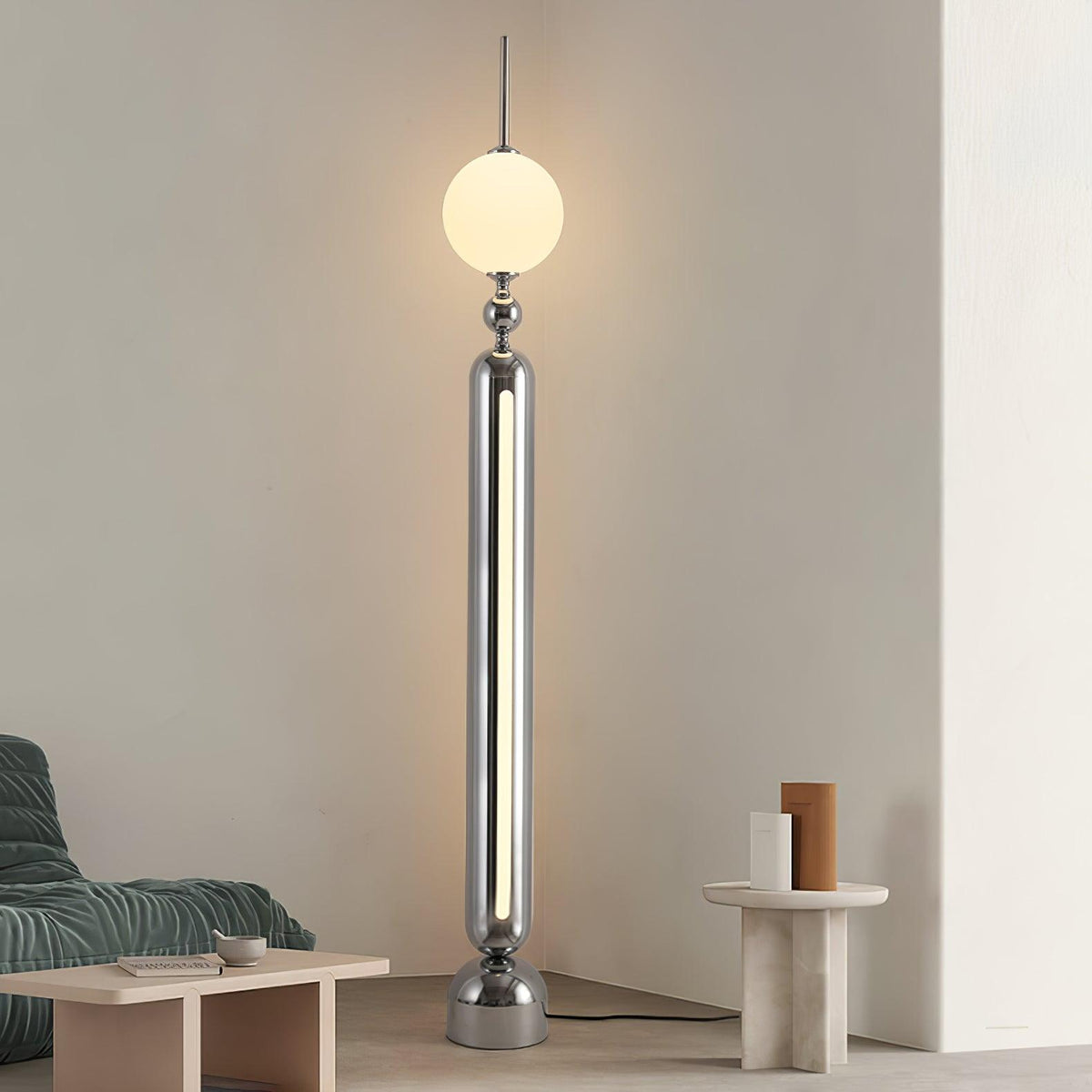 Ardinielle Futuristische vloerlamp van roestvrij staal