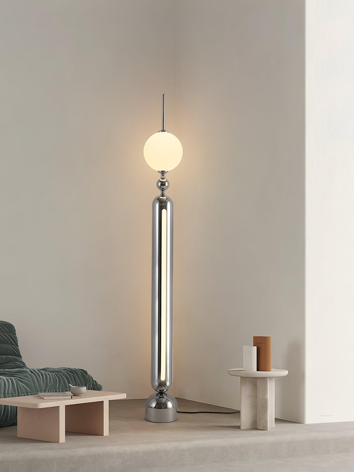 Ardinielle Futuristische vloerlamp van roestvrij staal