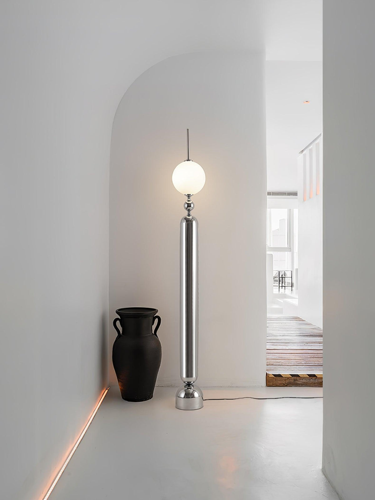 Ardinielle Futuristische vloerlamp van roestvrij staal