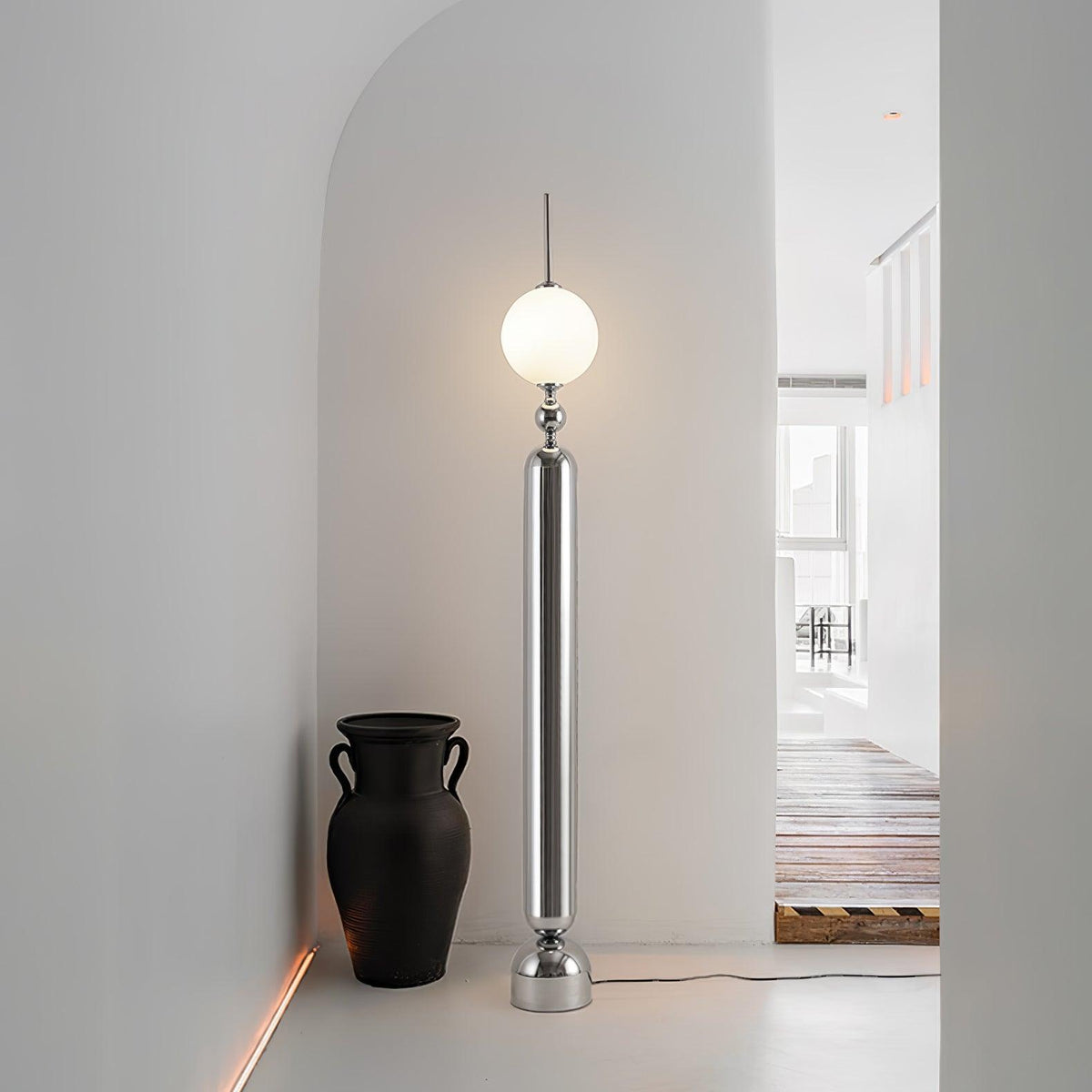 Ardinielle Futuristische vloerlamp van roestvrij staal