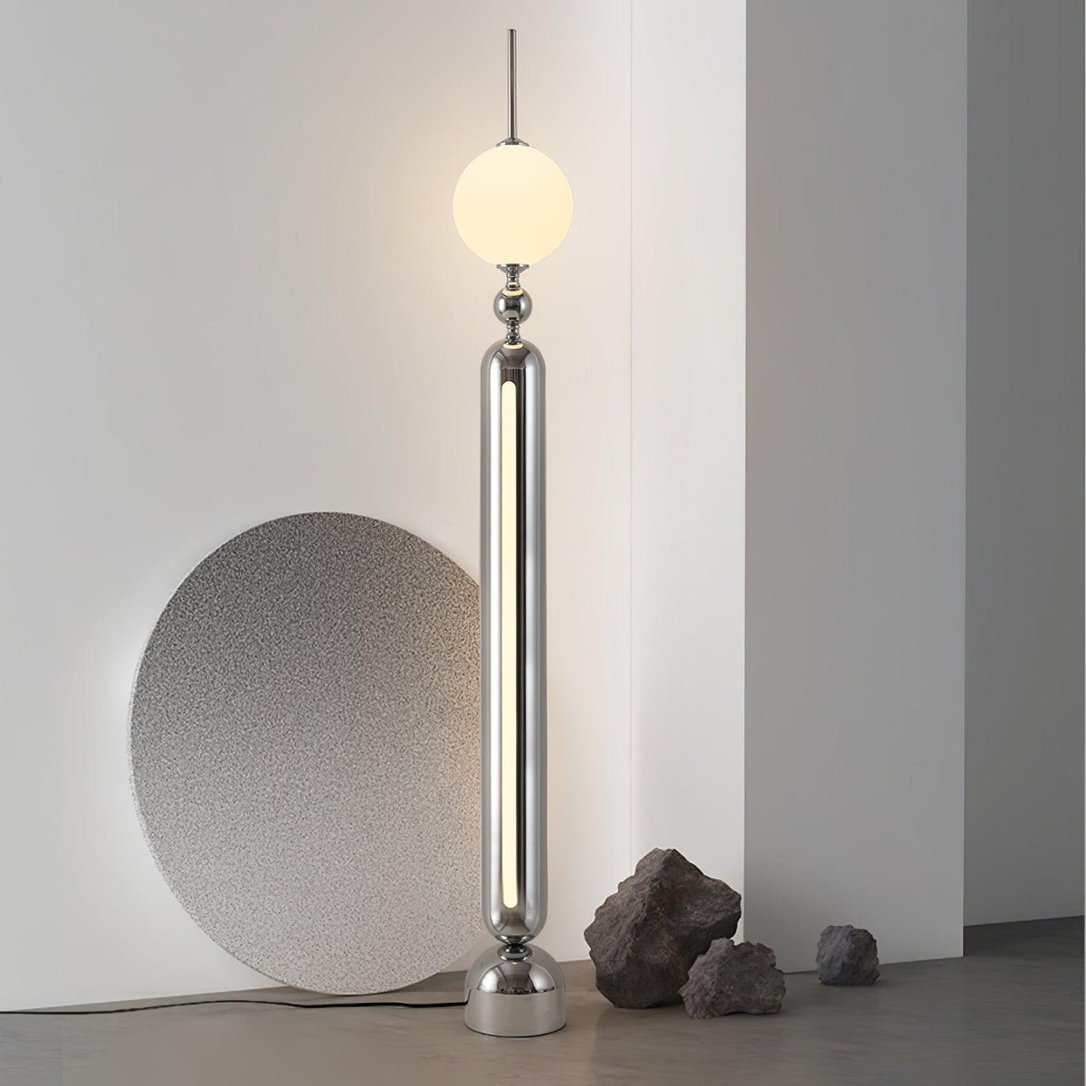 Ardinielle Futuristische vloerlamp van roestvrij staal