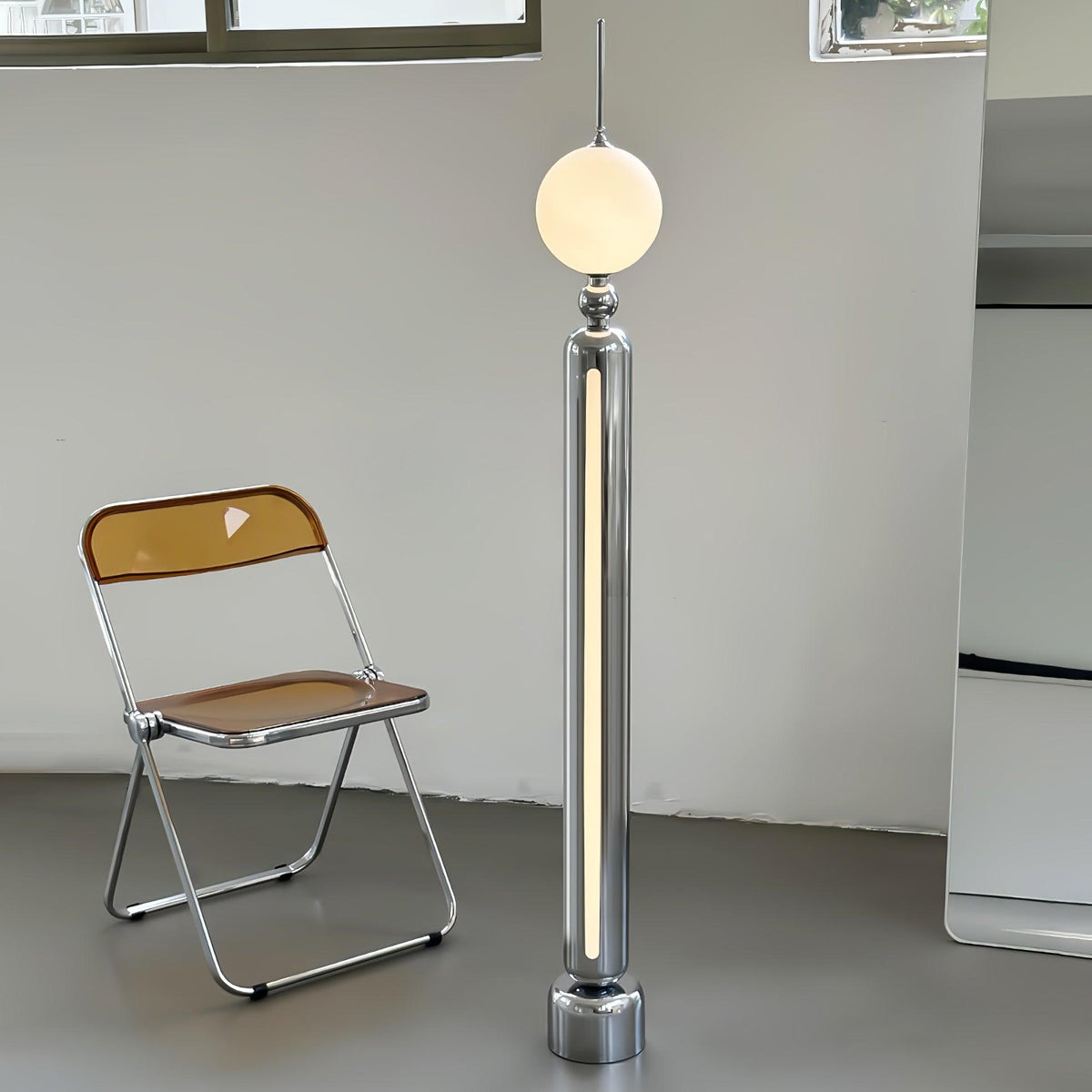 Ardinielle Futuristische vloerlamp van roestvrij staal