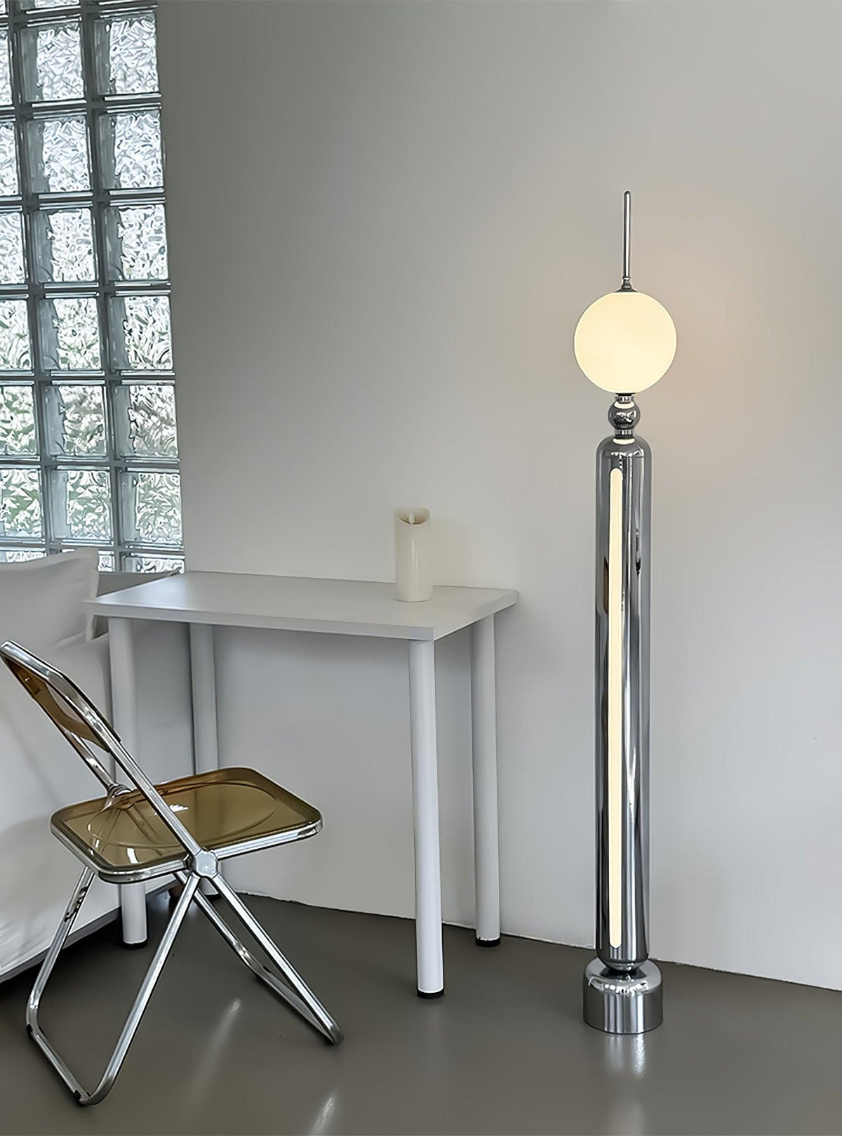 Ardinielle Futuristische vloerlamp van roestvrij staal