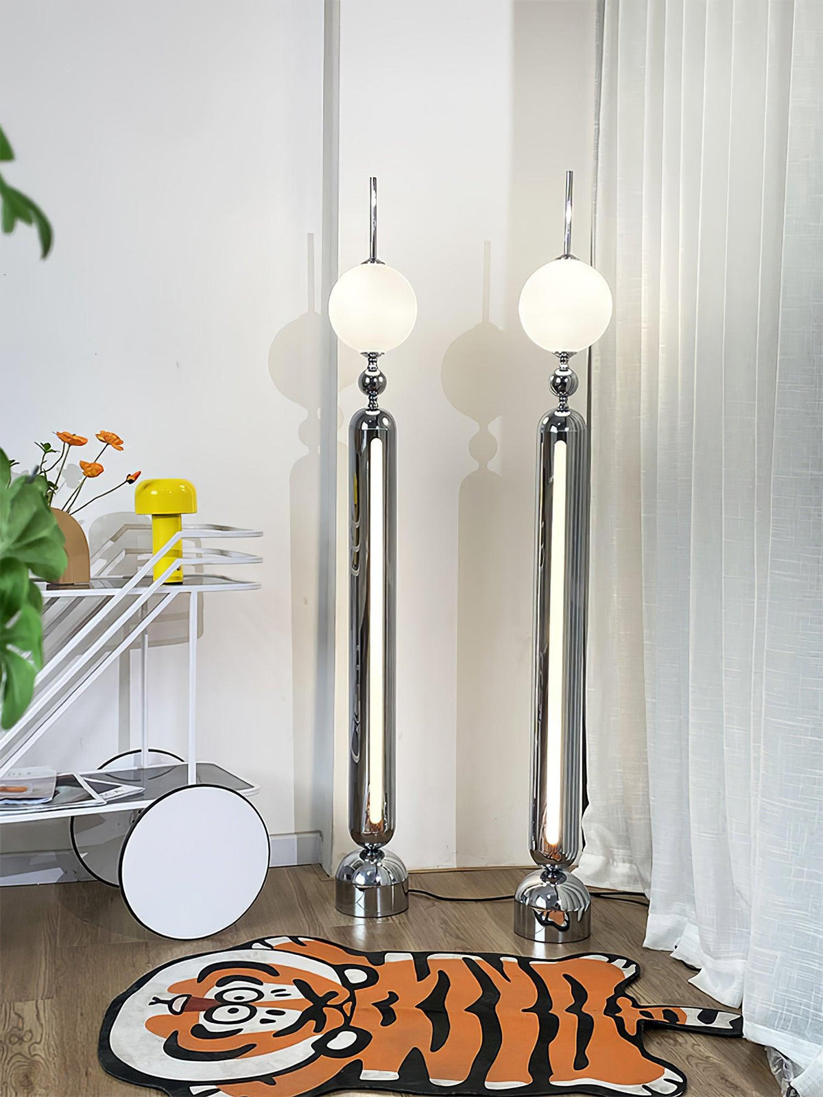 Ardinielle Futuristische vloerlamp van roestvrij staal