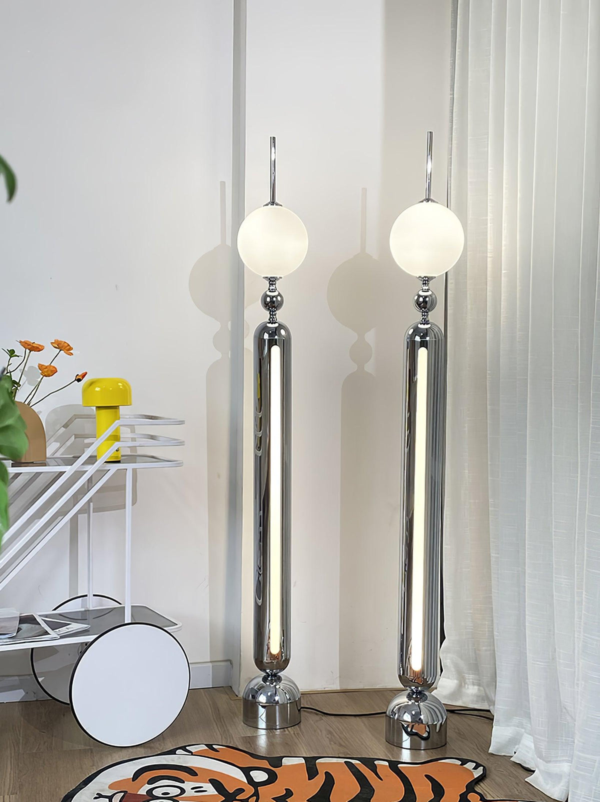 Ardinielle Futuristische vloerlamp van roestvrij staal
