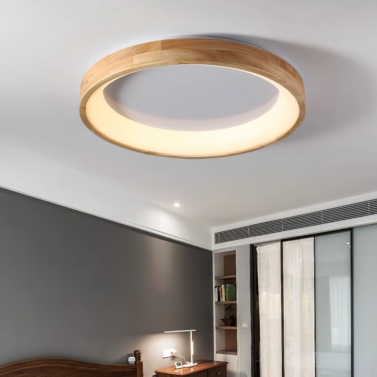 Uphae Moderne plafondlamp van hout met minimalistisch vierkant ontwerp