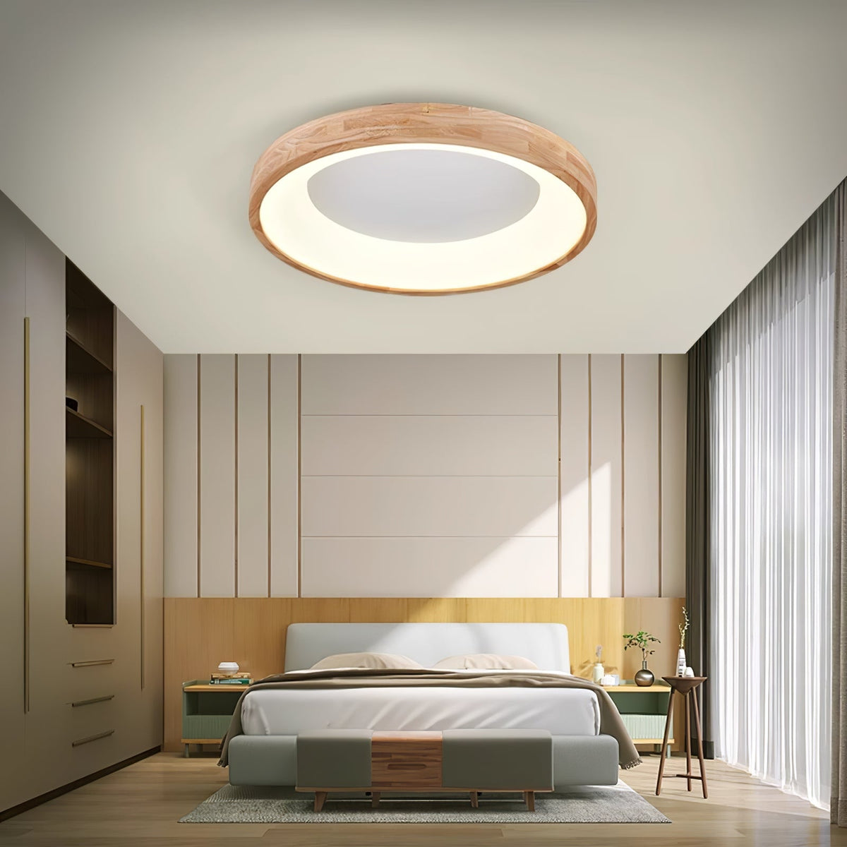 Uphae Moderne plafondlamp van hout met minimalistisch vierkant ontwerp