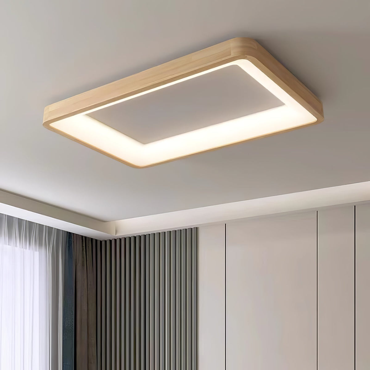 Uphae Moderne plafondlamp van hout met minimalistisch vierkant ontwerp