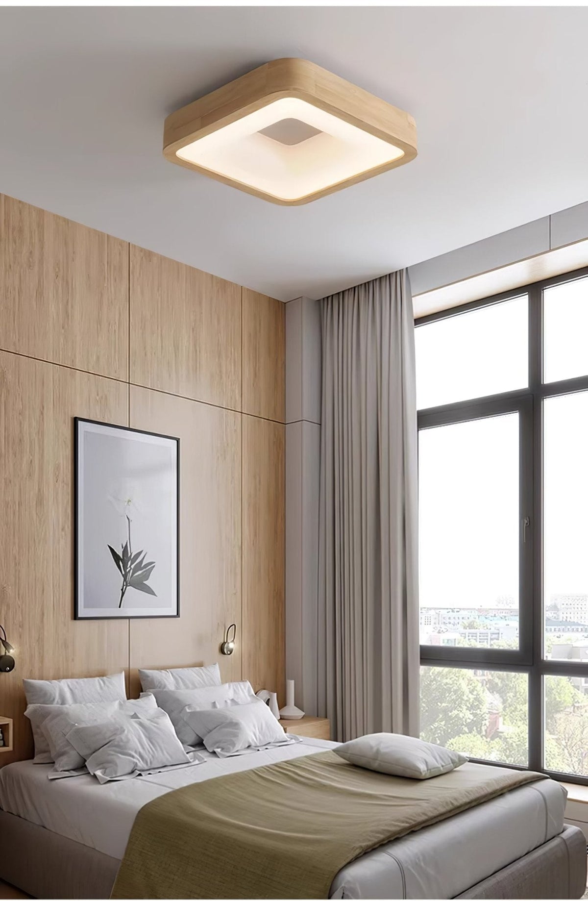 Uphae Moderne plafondlamp van hout met minimalistisch vierkant ontwerp