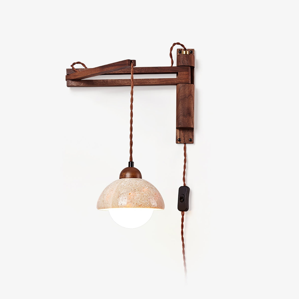 Noreenne travertin Swing Arm wandlamp met stekker