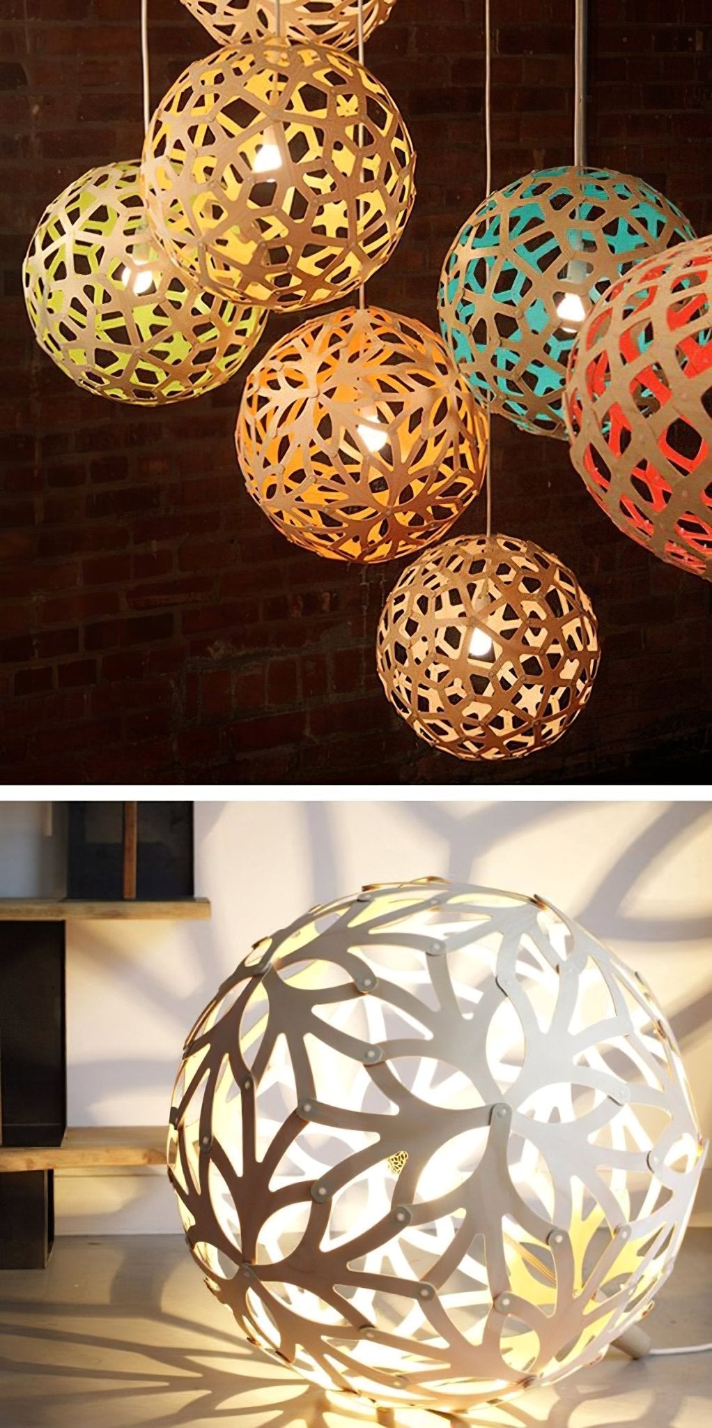 Rininia hanglamp geometrisch geweven hout