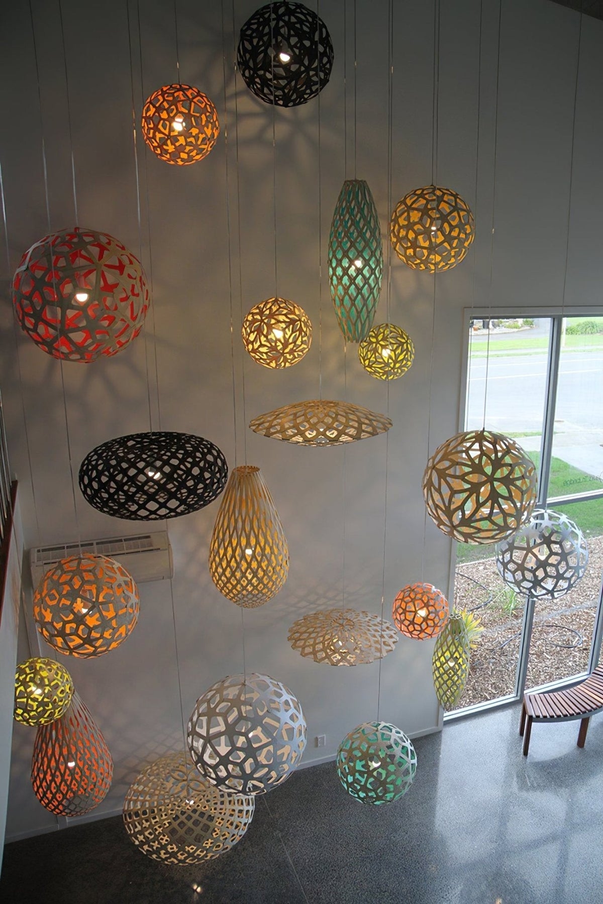 Rininia hanglamp geometrisch geweven hout