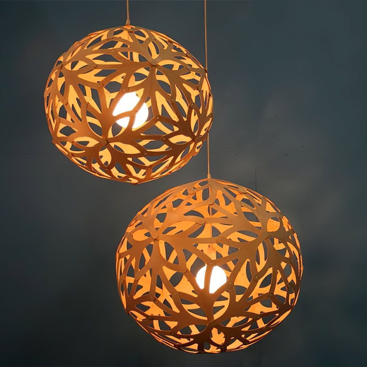 Rininia hanglamp geometrisch geweven hout