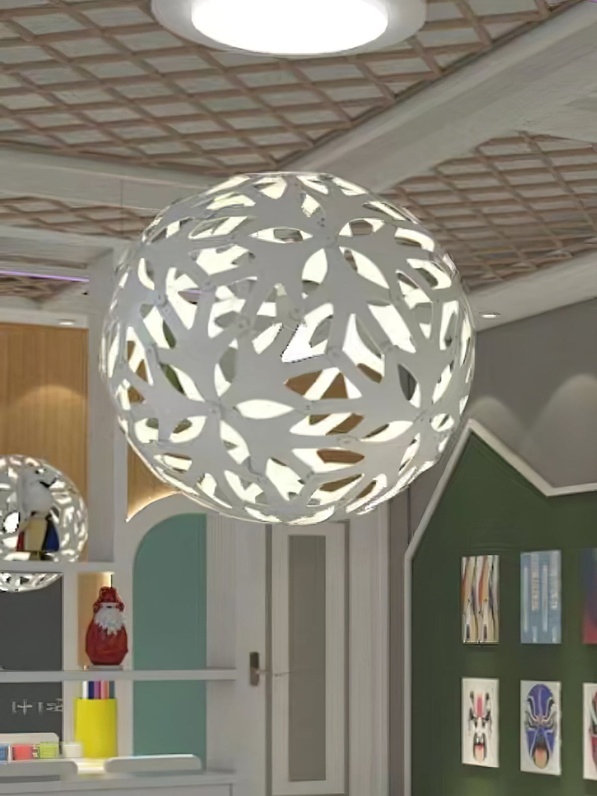 Rininia hanglamp geometrisch geweven hout