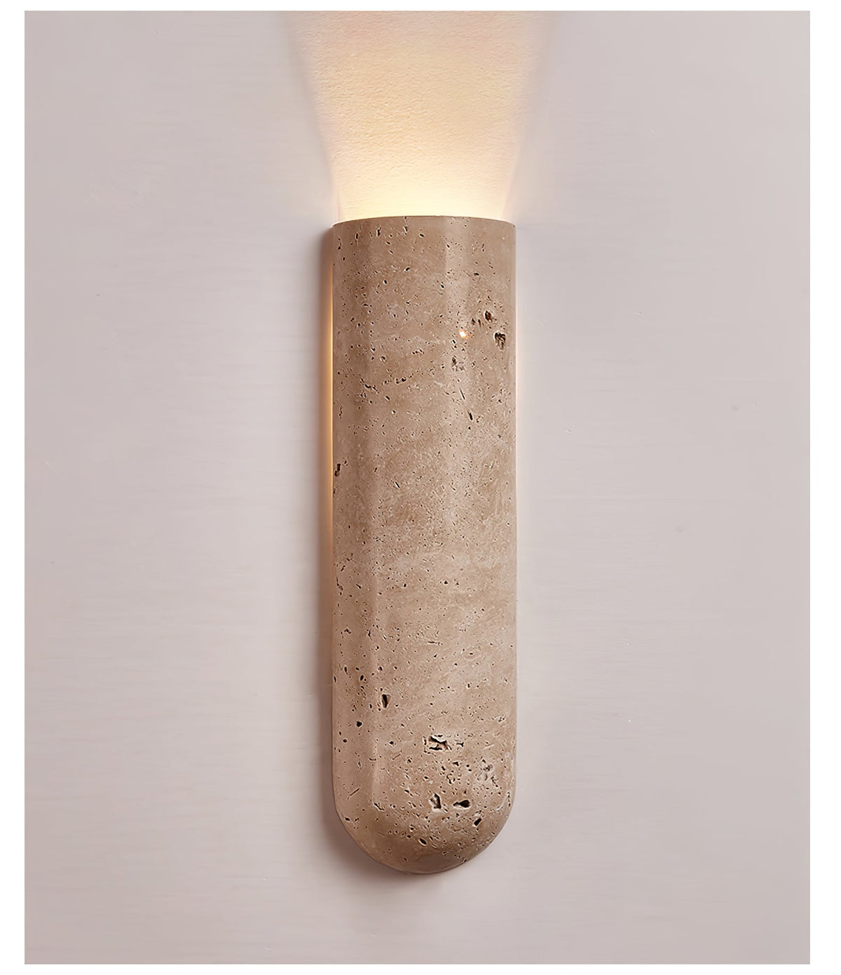 Olvenan wandlamp in geel travertin