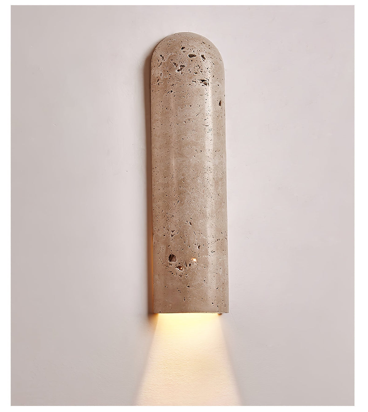 Olvenan wandlamp in geel travertin
