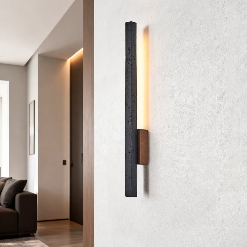 Juna Slim Zwart travertin Lineaire wandlamp