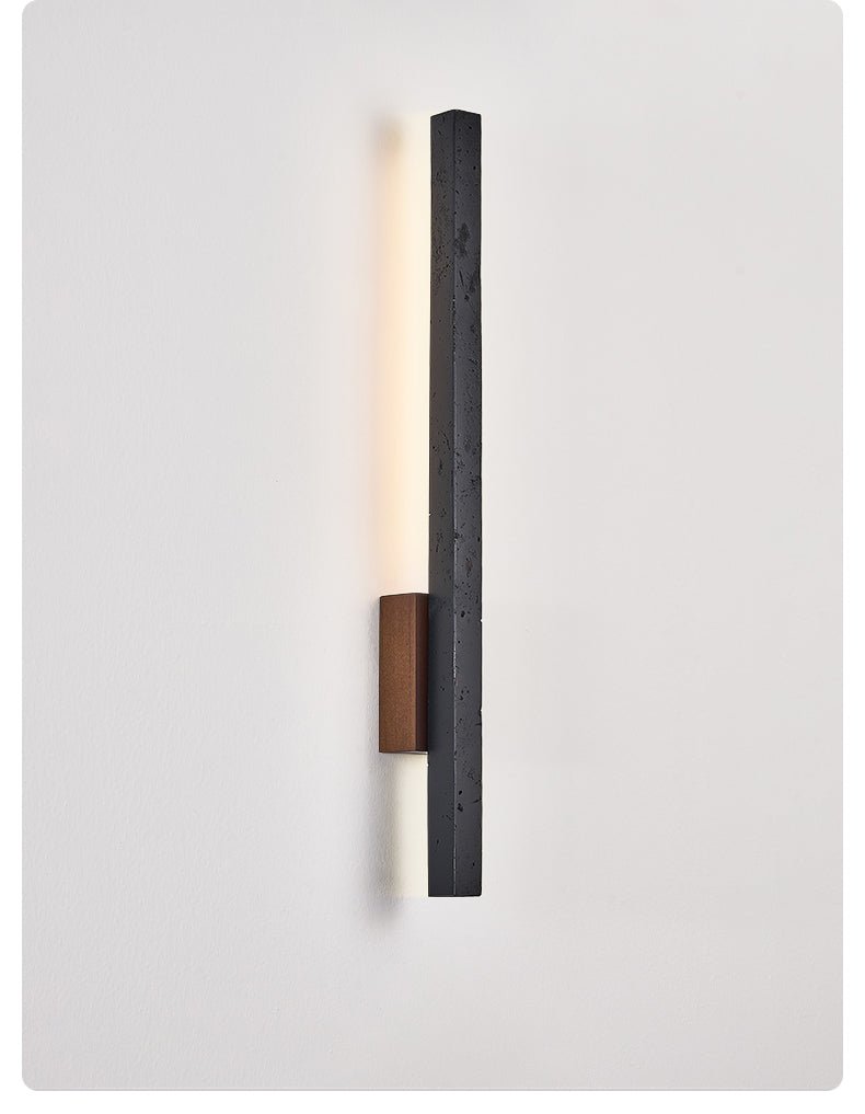 Juna Slim Zwart travertin Lineaire wandlamp