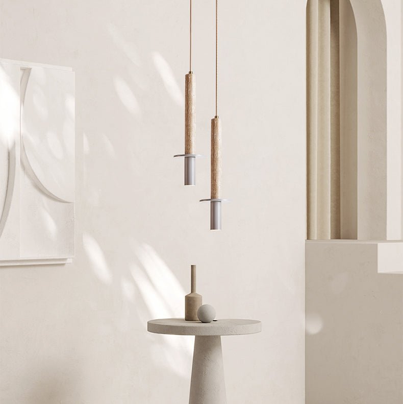 Wren Slank Geel Travertin Hanglamp