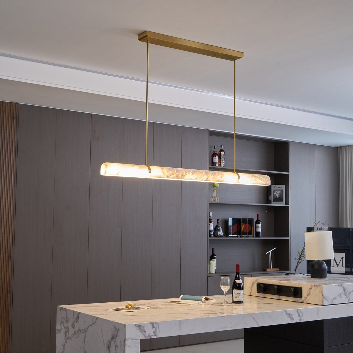 Ilraea lineaire hanglamp van albast