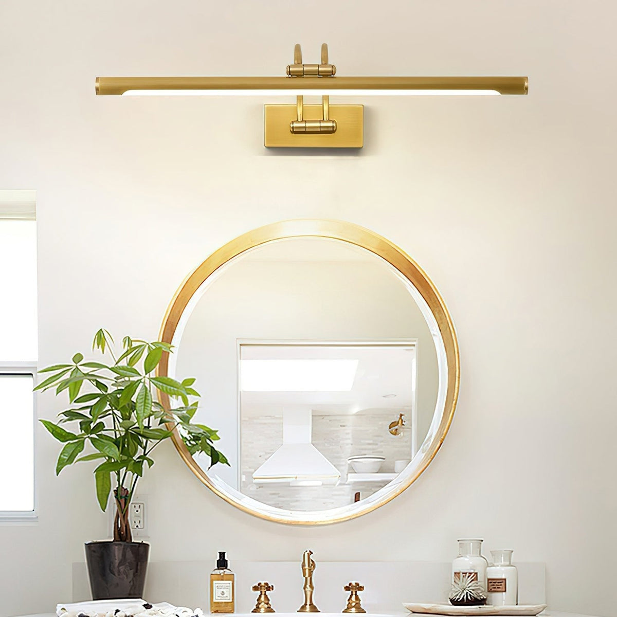 Solarielle Linear Vanity wandlamp van messing