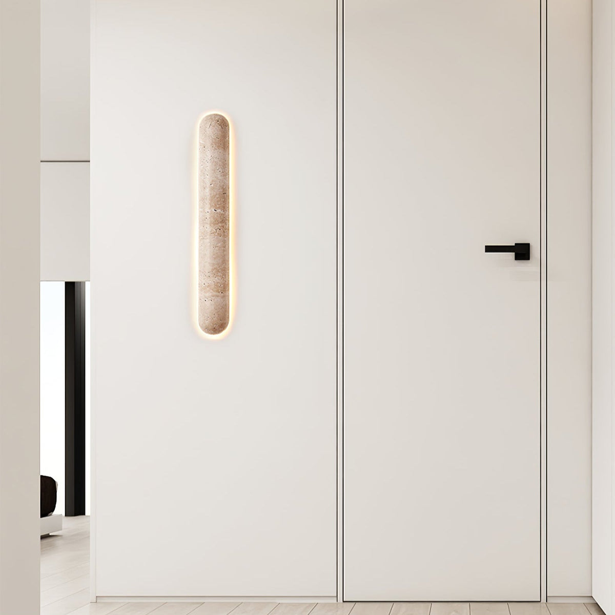 Aelius wandlamp Geel travertin