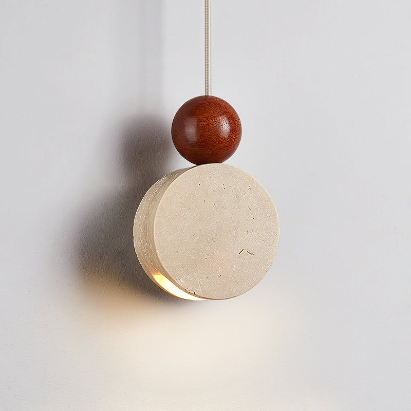 Opal hanglamp van geel travertin