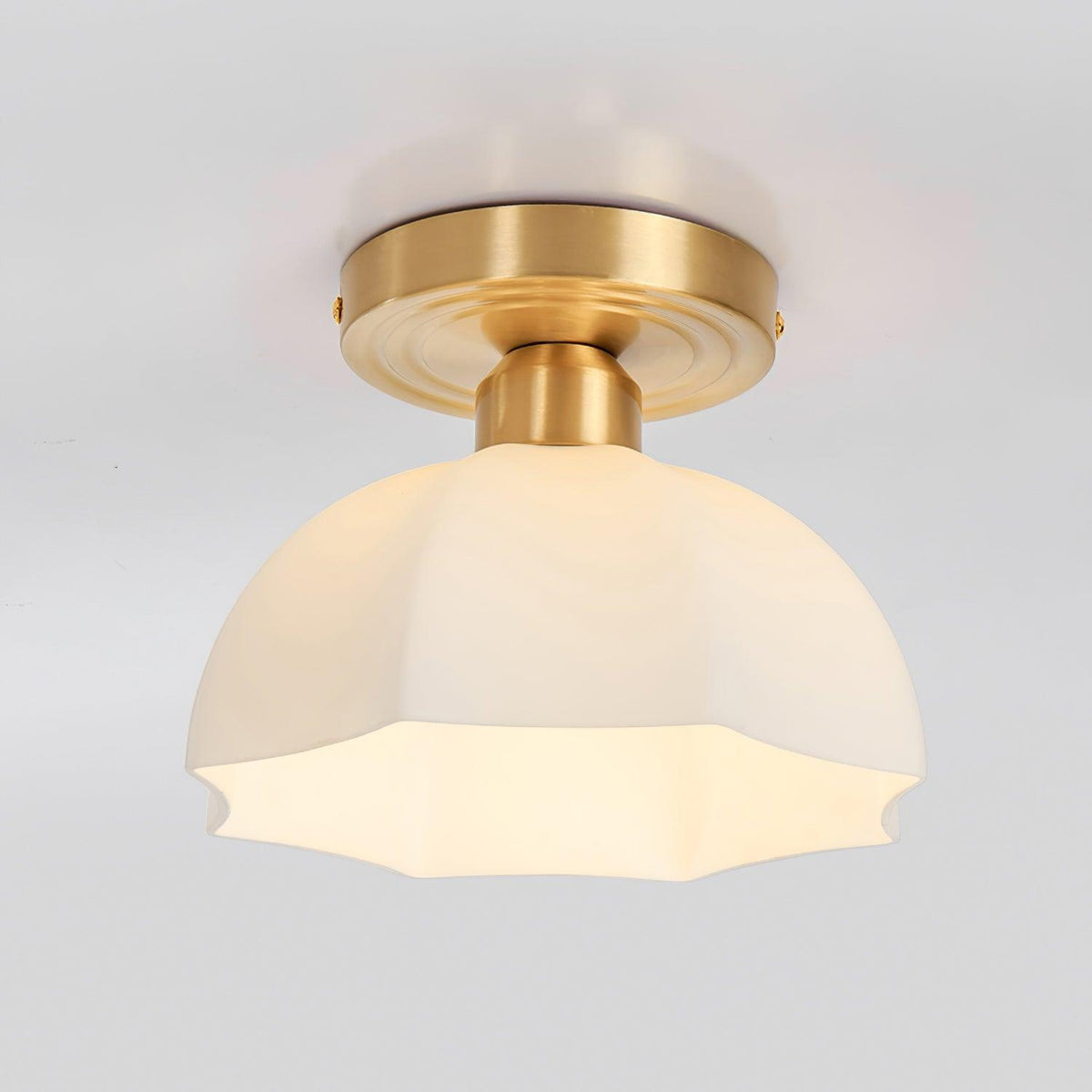 Veya messing basis en opalglas vlakke plafondlamp van glas