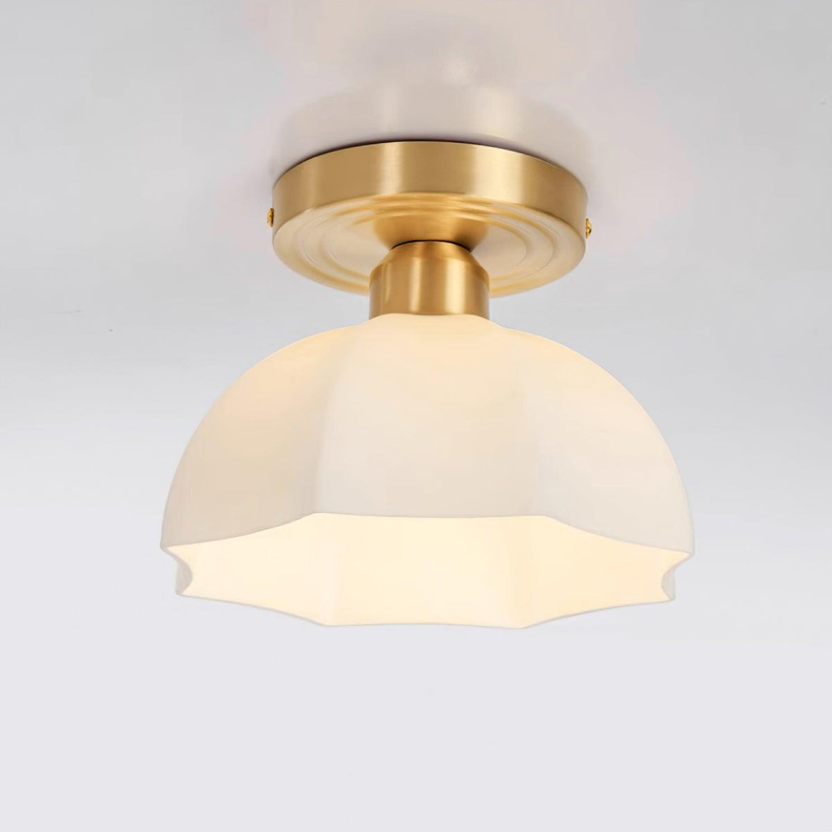 Veya messing basis en opalglas vlakke plafondlamp van glas