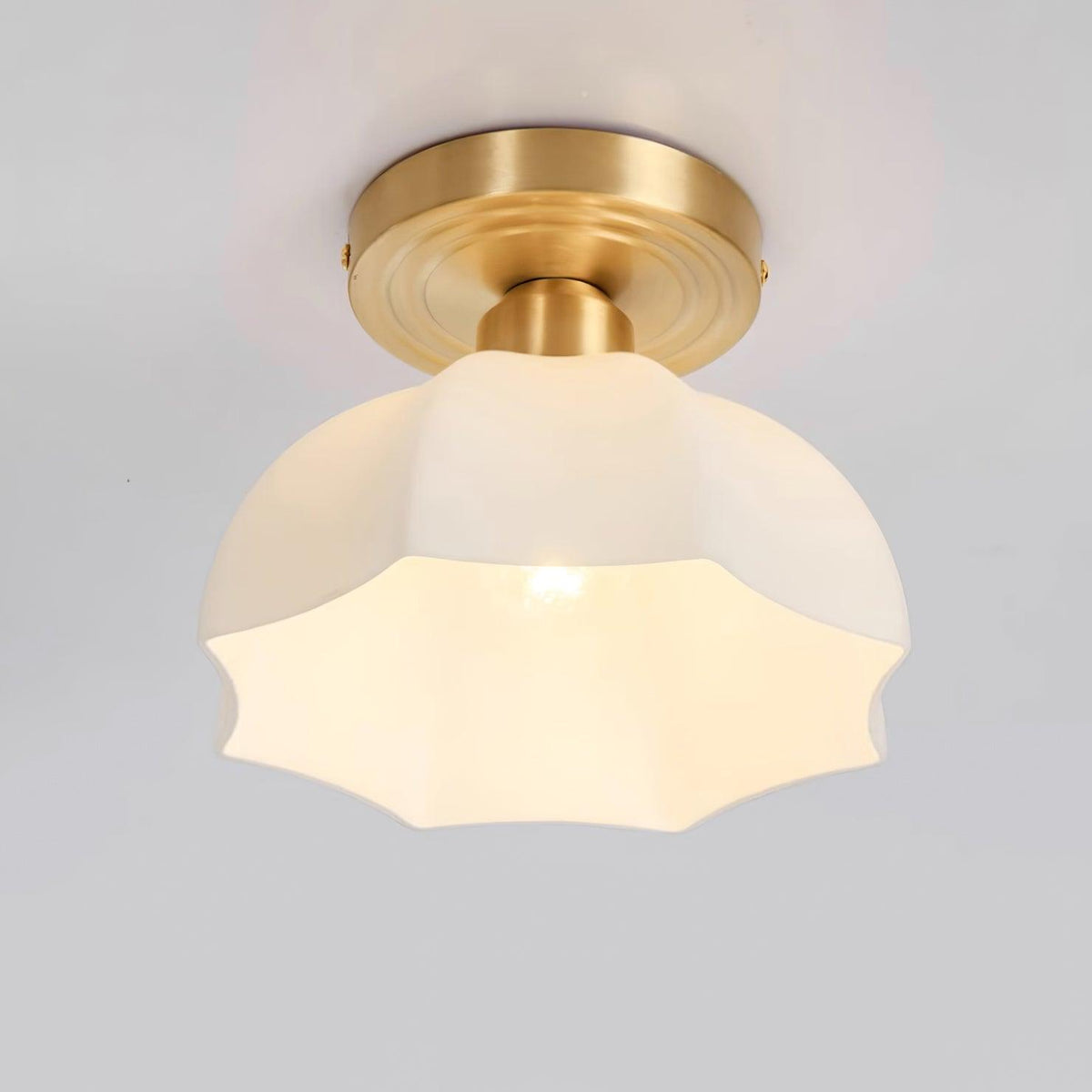 Veya messing basis en opalglas vlakke plafondlamp van glas