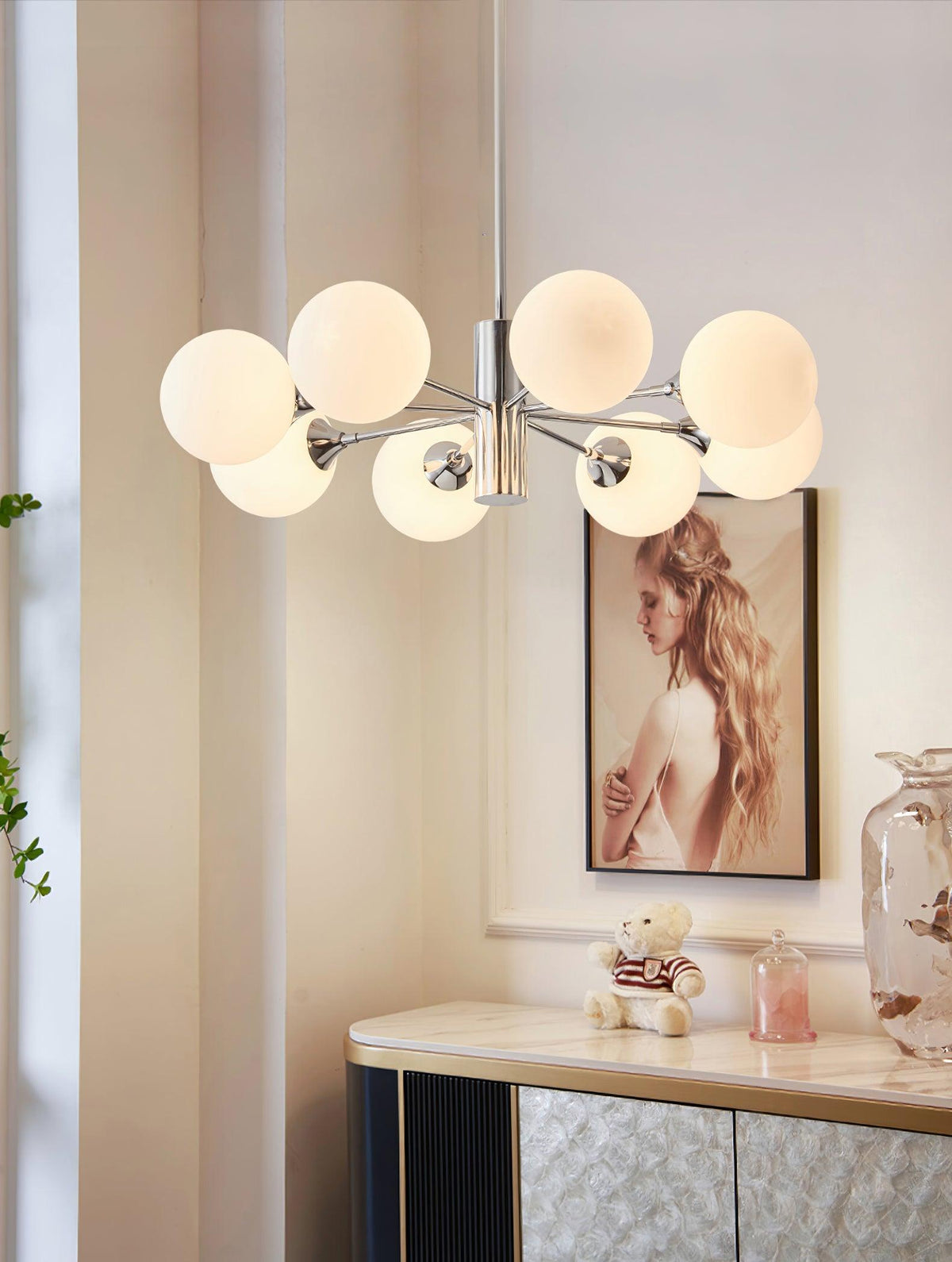 Eirivaria Kroonluchter chroom glas bollen