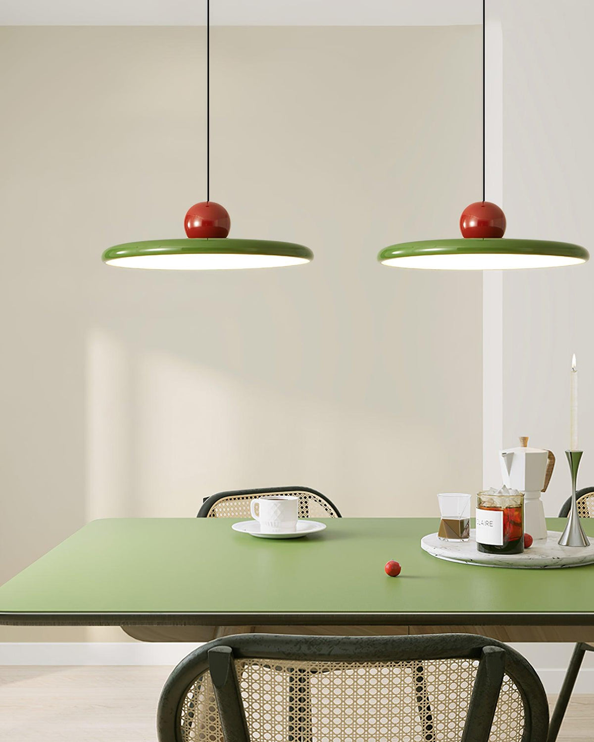 Terioaine hanglamp Swag groen en rood