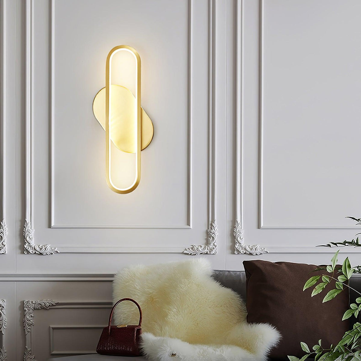 Dhu klassieke Lange Ova wandlamp van messing