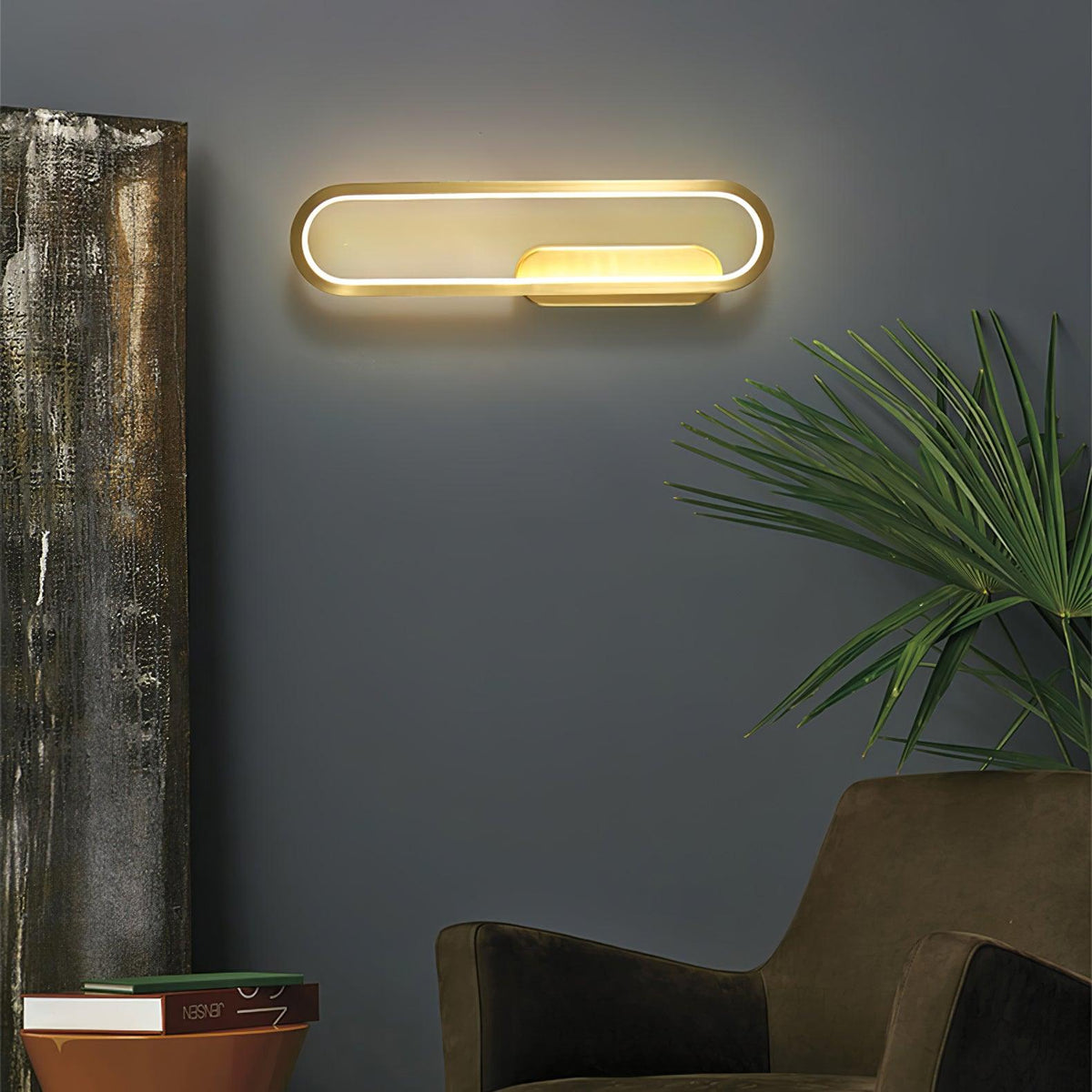 Dhu klassieke Lange Ova wandlamp van messing