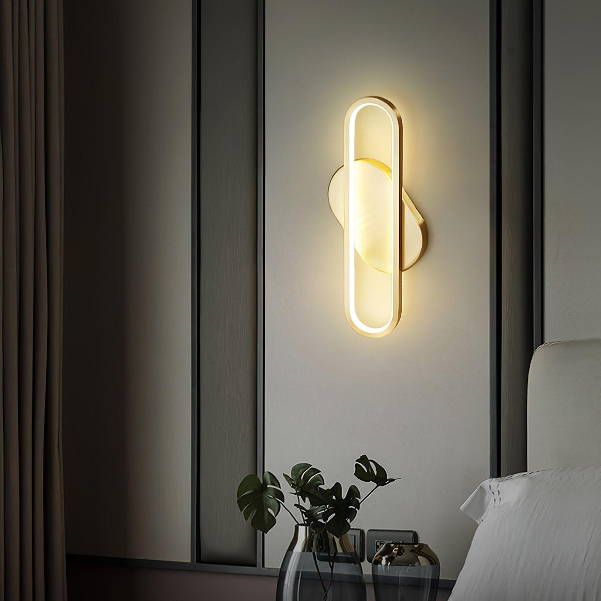 Dhu klassieke Lange Ova wandlamp van messing