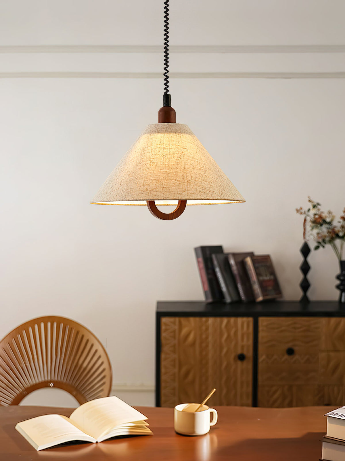 Alcaria Premium Noordse kunst stoffen hout hanglamp