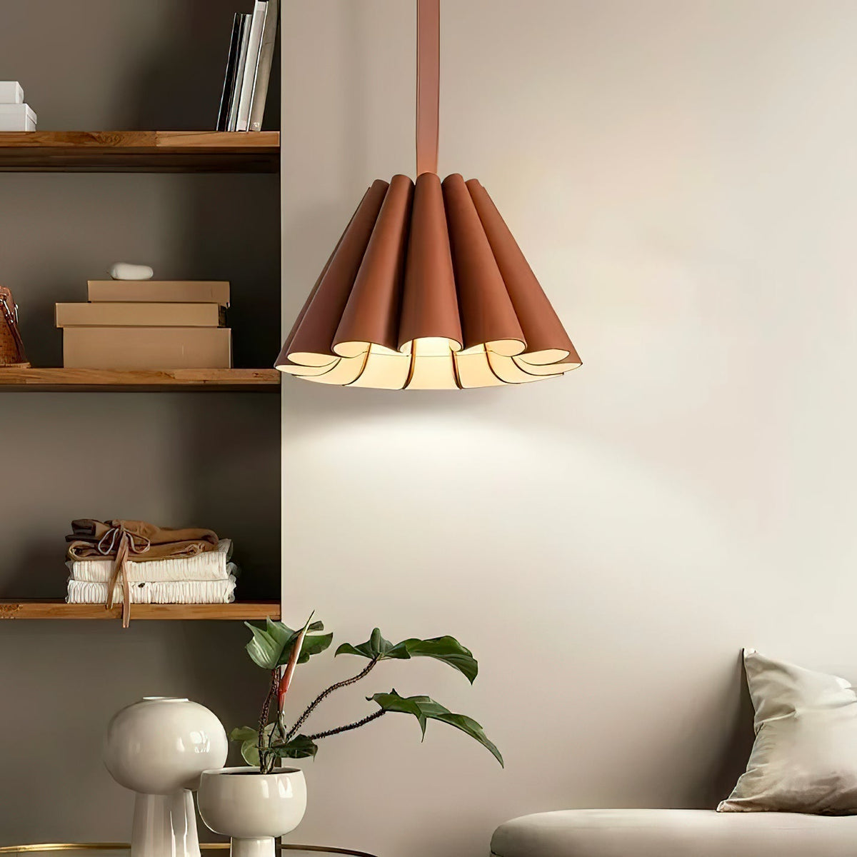 Teriisiella hanglamp bruin leer