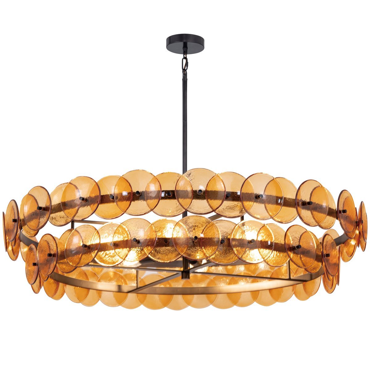 Celalora Kroonluchter Amberkleurige Geprezen Glazen Schijven Ronde