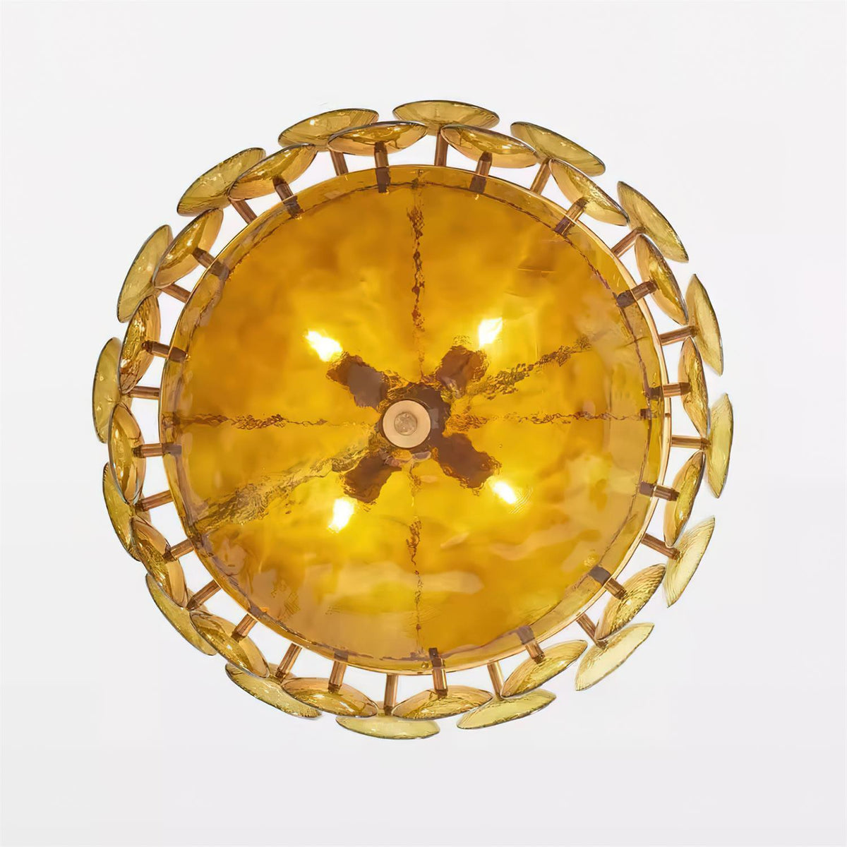 Selvora kroonluchter amber glas schijf elegant goud