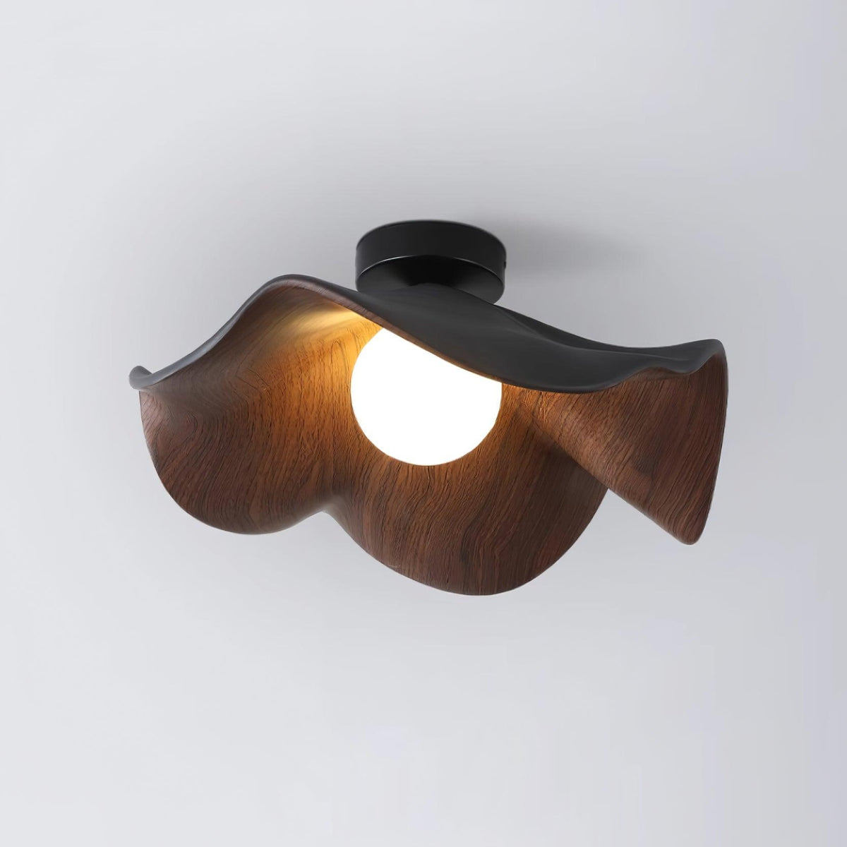 Belenor plafondlamp Lotus Leaf met witte afwerking en hout