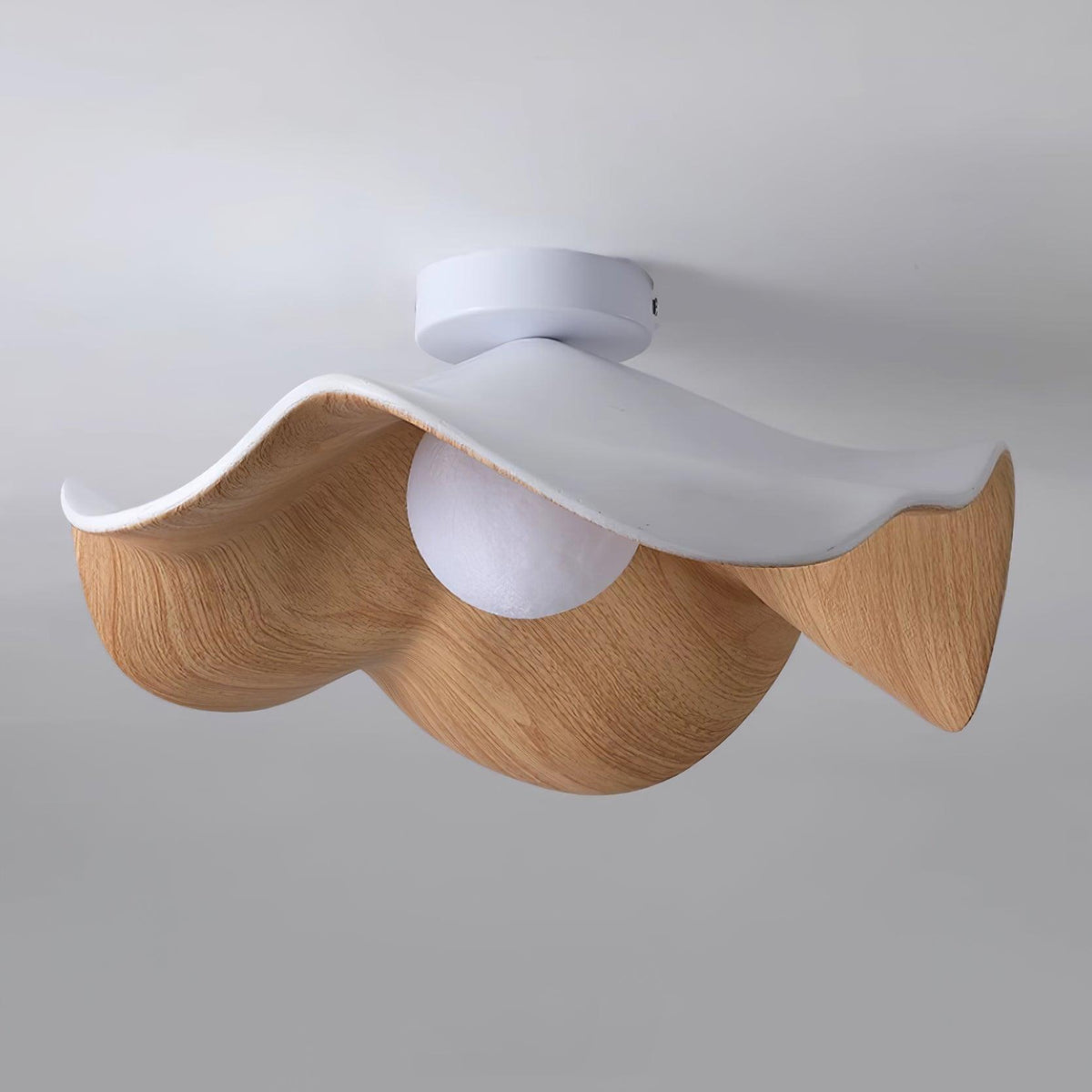 Belenor plafondlamp Lotus Leaf met witte afwerking en hout