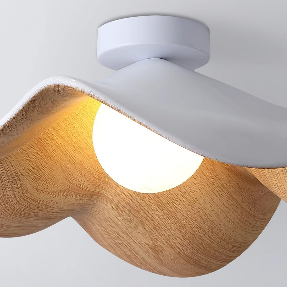 Belenor plafondlamp Lotus Leaf met witte afwerking en hout