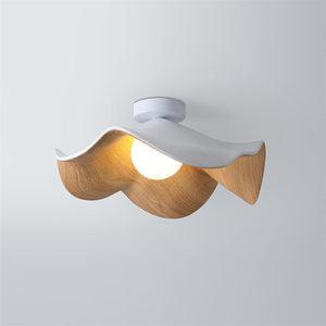 Belenor plafondlamp Lotus Leaf met witte afwerking en hout