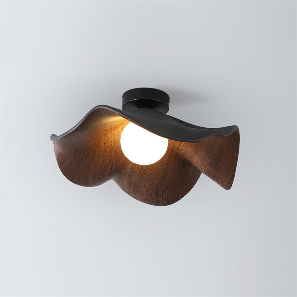 Belenor plafondlamp Lotus Leaf met witte afwerking en hout