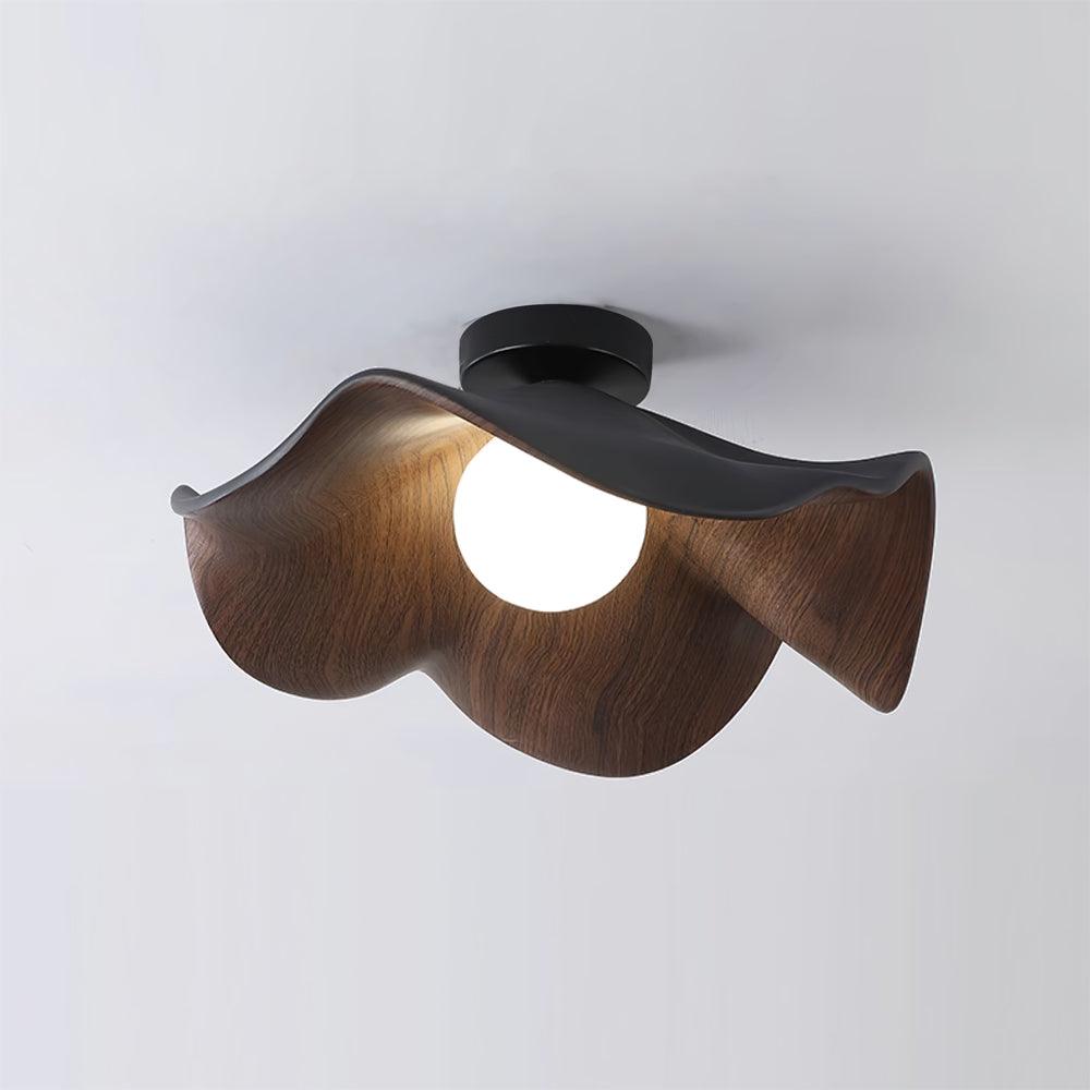 Belenor plafondlamp Lotus Leaf met witte afwerking en hout