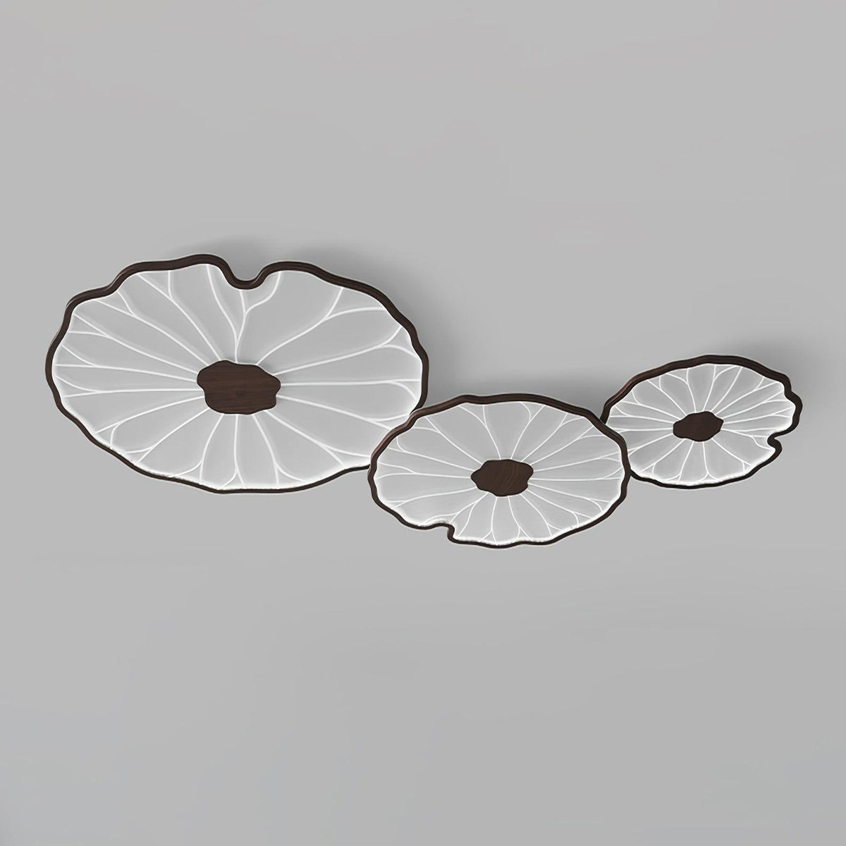 Rinorian plafondlamp Lotus Leaf met walnoot afwerking