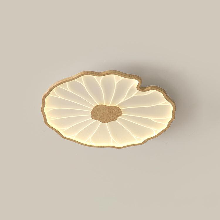 Rinorian plafondlamp Lotus Leaf met walnoot afwerking