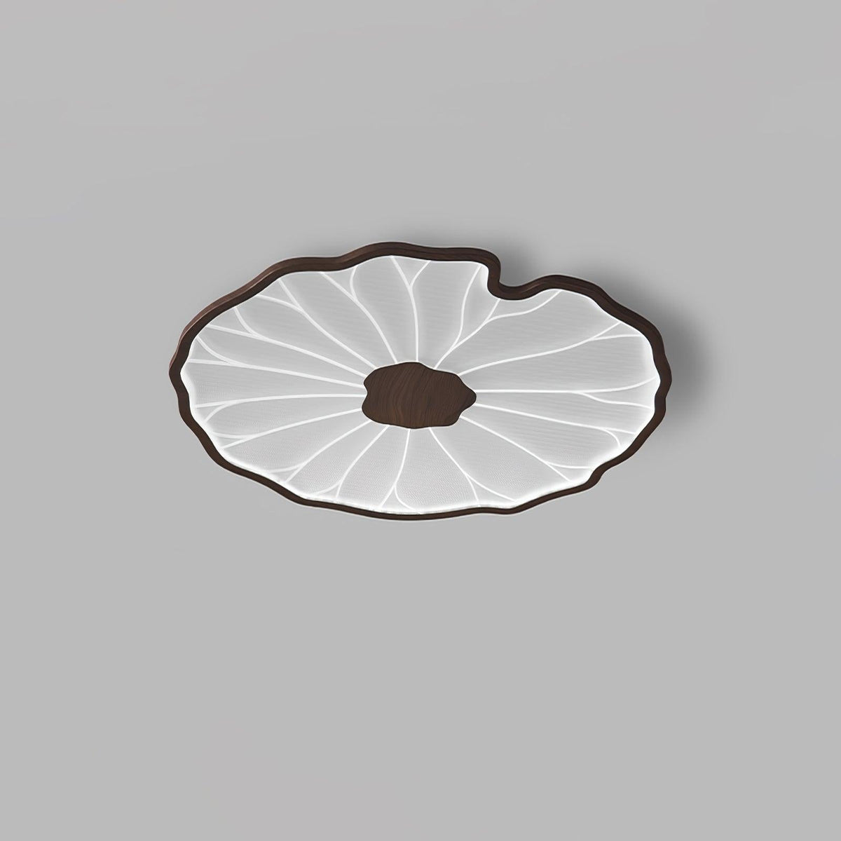 Rinorian plafondlamp Lotus Leaf met walnoot afwerking